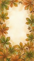 Autumn chestnut leaves and acorns frame a cream background in this vintage-style botanical border, perfect for fall stationery, invitations, and seasonal design projects.