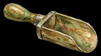 Vintage wooden scoop with weathered patina and metal bands, isolated on transparent background. Ready for design use on t-shirts, clipart, stickers, print-on-demand products, and sublimation projects.