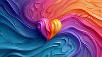 Vibrant flowing waves of multicolored abstract shapes create dynamic movement with blue, purple, pink and orange gradient swirls in modern artistic composition.