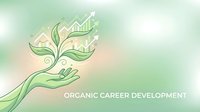 Sustainable business growth concept with green plant sprouting upward arrow chart from open palm representing eco-friendly career development and organic success.