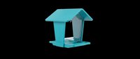 Teal blue bird feeder with transparent seed compartment, isolated on transparent background. Great for stickers, print on demand, T-shirt design, and clipart projects.