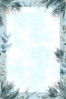 Winter pine branches frame a light blue background, creating elegant border for holiday cards, invitations or seasonal designs.