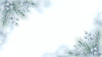 Watercolor winter frame with pine branches and silver ornaments on white background for holiday greeting cards and seasonal design projects.