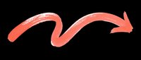 Curved red arrow pointing right, isolated on transparent background. Hand-drawn style brushstroke design element for web graphics, presentations, infographics, t-shirt designs, and print-on-demand products.