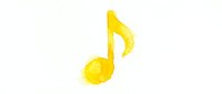 Bright yellow musical note isolated on white background, ready for design projects, music education materials, and creative compositions.