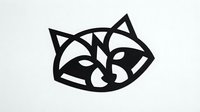 Stylized raccoon head logo in black line art style on white background, isolated design element for branding and graphic projects.