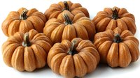 Fresh orange pumpkins arranged on white background, seasonal autumn harvest produce for Halloween and Thanksgiving decoration and cooking.