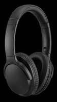Black over-ear headphones with padded ear cups and adjustable headband, isolated on transparent background. Ready for design use on t-shirts, clipart, stickers, print-on-demand products, and digital designs.
