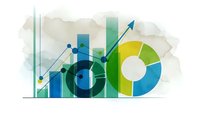 Business growth analytics with colorful charts, graphs and ROI text overlay showing upward trending data visualization for financial reports.