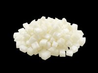 Diced white onion pile isolated on transparent background, ready for food clipart, menu design, recipe cards, stickers, print on demand, and sublimation projects.