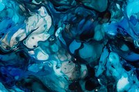 Abstract fluid art in deep ocean blues and white, featuring swirling marble patterns and dynamic flowing textures reminiscent of underwater currents and waves.