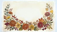 Autumn floral wreath with chrysanthemums, leaves and berries on cream background for seasonal greeting cards, wedding invitations and fall decorations.