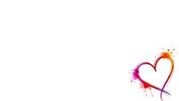 Colorful heart shape with paint splashes on white background for romantic designs and Valentine's Day projects.