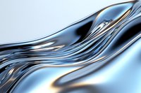 Flowing liquid metal surface with smooth chrome waves and reflective silver ripples creates dynamic abstract background with light and shadow play.