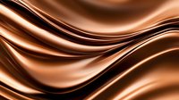 Smooth flowing waves of liquid chocolate create luxurious silky texture with glossy copper and brown tones in elegant abstract pattern. For food and confectionery designs.