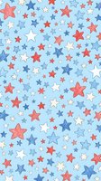 Patriotic stars seamless pattern in red white and blue colors on light background for holiday decorations and textile design.