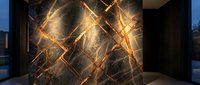 Luxury dark marble wall with golden veins and light reflections, suitable for interior design, architecture visualization, and premium background applications.