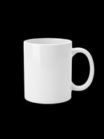 Blank white ceramic mug isolated on transparent background, ready for custom design, sublimation printing, and print-on-demand products like personalized gifts and merchandise.