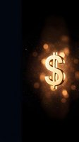 Glowing golden dollar sign with sparkling bokeh lights on dark background for finance and wealth concepts.