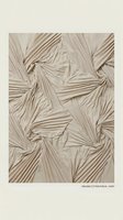 Organic cotton poplin fabric with radial pleated folds creating geometric patterns. Neutral ivory tone textile with dimensional texture for fashion, interior design, and product styling.