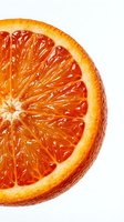 Fresh orange slice showing juicy pulp and segments isolated on white background for healthy food and nutrition concepts.