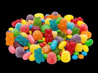 Colorful assorted gummy candies isolated on transparent background, ready for design use on t-shirts, stickers, clipart, print-on-demand products, and sublimation projects.