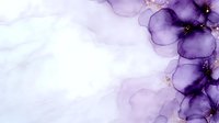 Ethereal purple watercolor flowers with delicate gold accents on soft white background, flowing abstract floral composition creates dreamy artistic pattern.
