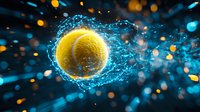 Golden sphere surrounded by dynamic blue and yellow digital particles and energy waves, representing technology, innovation, data processing, and futuristic concepts for business and science applications.