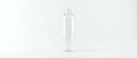 Clear plastic water bottle with white cap isolated on white background for product mockup and packaging design projects.