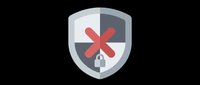 Security shield with red X mark and padlock icon, isolated on transparent background. Clipart for cybersecurity, t-shirt design, stickers, print on demand, sublimation.