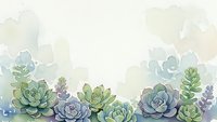 Watercolor succulent plants border frame with soft pastel colors on light background for wedding invitations, botanical designs and decorative projects.