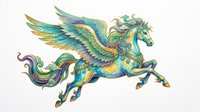 Ornate mythical winged horse with flowing mane and tail, isolated on transparent background. Ready for t-shirt design, clipart, stickers, sublimation, and print-on-demand projects.