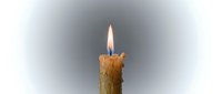 Burning wax candle with melted drips and bright flame on gradient background for relaxation, meditation, spa treatments, romantic atmosphere and cozy home decor.