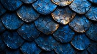 Vibrant blue dragon-like scales with metallic gold highlights create dramatic texture and pattern. Macro photography reveals intricate cracked surface details in overlapping arrangement.