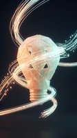 Digital brain with flowing light trails representing artificial intelligence and neural networks in futuristic technology concept for innovation design.