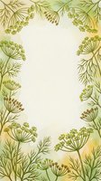 Botanical frame with delicate fennel and dill plants featuring umbrella-shaped flower clusters in soft green and yellow watercolor tones, isolated on cream background for design use.
