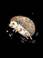 Decorative hedgehog with ornamental patterns and floral details isolated on transparent background, ready for t-shirts, stickers, clipart, and print-on-demand designs.