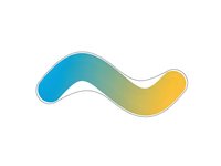 Abstract flowing wave shape with blue to yellow gradient on white background for modern design projects.
