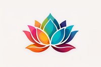 Colorful lotus flower logo in rainbow gradient colors on white background, modern minimal design for wellness, yoga and meditation business branding.