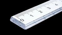 Transparent plastic ruler with measurement markings, isolated on transparent background, ready for stickers, clipart, print on demand, and t-shirt design use.