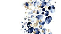 Abstract navy blue and gold fluid shapes on white background, creating elegant flowing composition for luxury branding and modern graphic design.