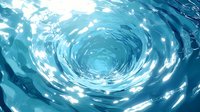 Swirling turquoise water vortex with sunlight streaming through creating dynamic patterns and reflections. Underwater perspective of natural whirlpool motion in ocean depths.