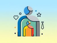 Business mentorship concept with mentor guiding employee through professional development and career growth in modern workplace environment.
