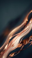 Abstract copper and teal fluid art with metallic swirls and organic flowing patterns for modern interior design and luxury branding projects.