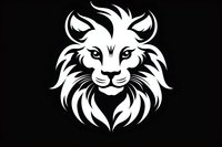 White lion head silhouette with detailed mane and fierce expression on black background, isolated design element for logos, tattoos and creative projects.