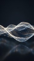 Abstract digital wave with flowing grid lines on dark background for technology and data visualization concepts.