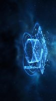 Futuristic holographic interface with glowing blue digital elements and particles floating in space for technology and sci-fi design projects.