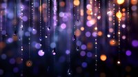 Abstract bokeh background with hanging droplets and warm golden lights creating magical atmosphere for luxury events and celebrations.