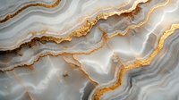 Luxury marble agate slice with golden veins in gray and white tones, natural stone texture pattern with flowing metallic layers for elegant design.