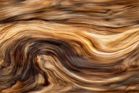 Abstract wavy pattern of brown and golden wood grain texture showing natural flowing lines and curves in polished timber surface.